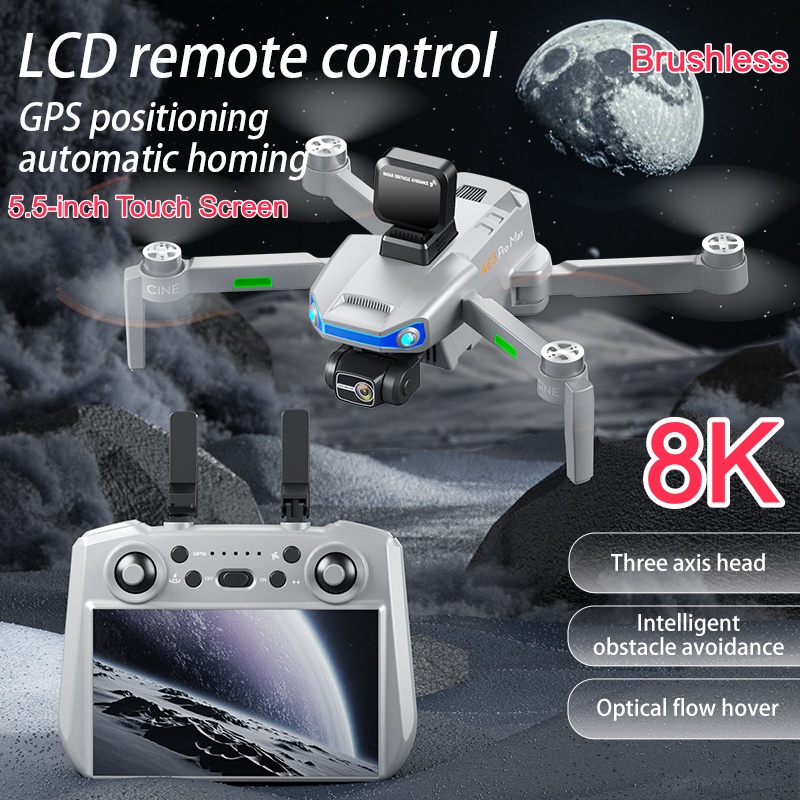Rc Helicopter Remote Control - 3軸ジンバルEIS安定障害物回避リモートコントロールクアッドコプター8KブラシレスGPSリターン5.5インチタッチスクリーンFPV RCドローン