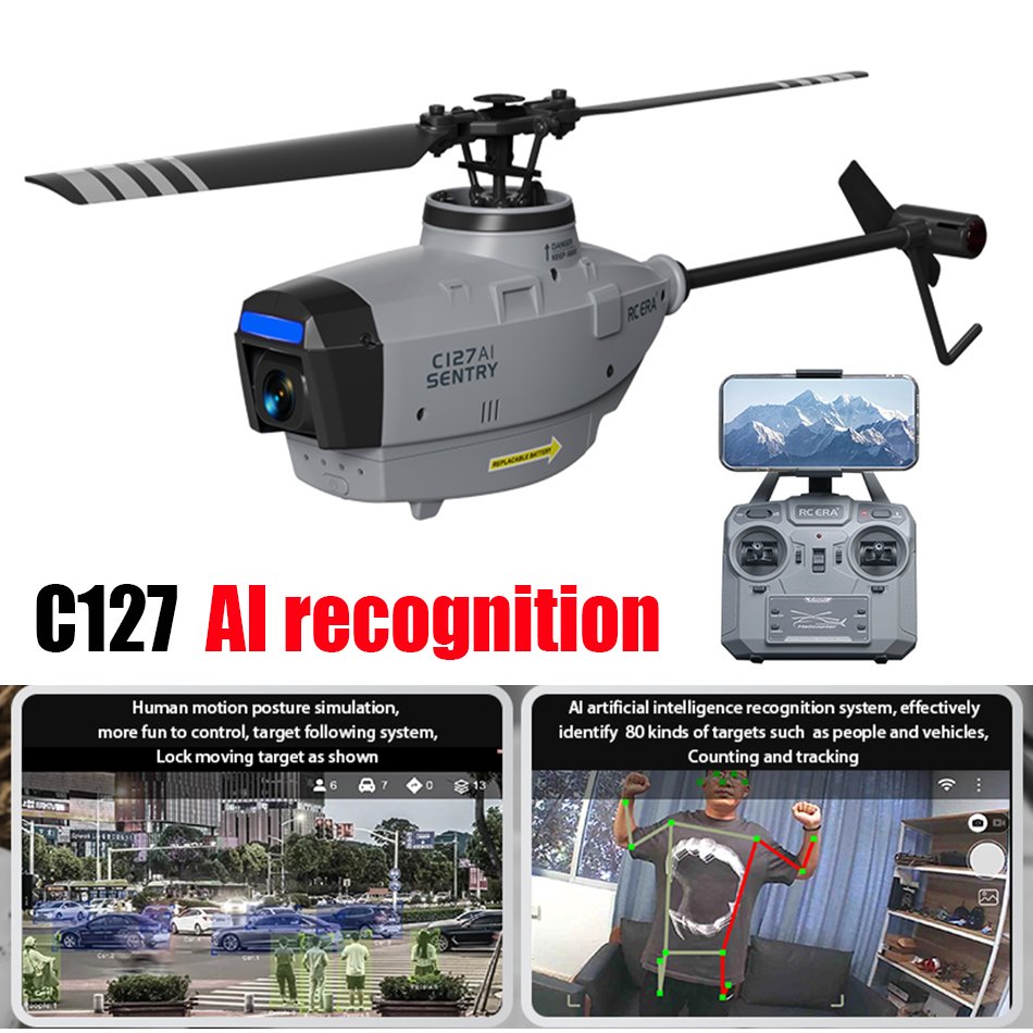 Rc Helicopter Single Rotor - Rc era c127 ai sentryミニブラシレスドローン,hdカメラ付きfpv,プロのヘリコプター,補助金なしのシングルパドル,1080p, 4チャンネル